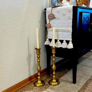 Large antique brass candle sticks